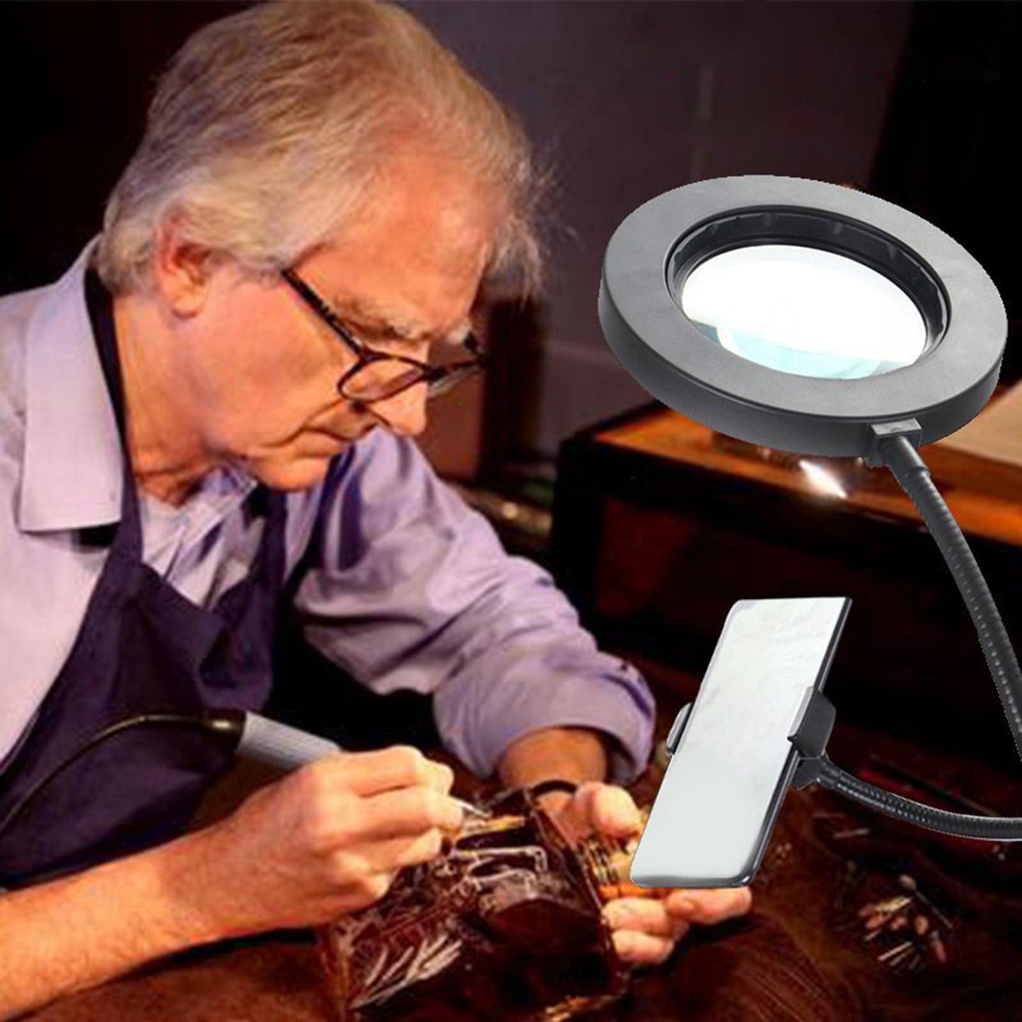 Magnifier Clip Lamp 10x Easy to Move Crafts Desktop for Jewelry Making
