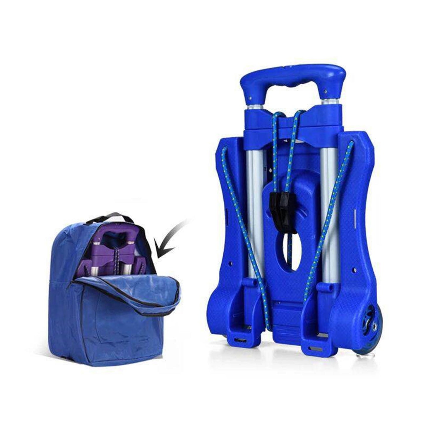Heavy Duty Folding Hand Trolley Cart Load 35kg with Luggage Case for Luggage Blue