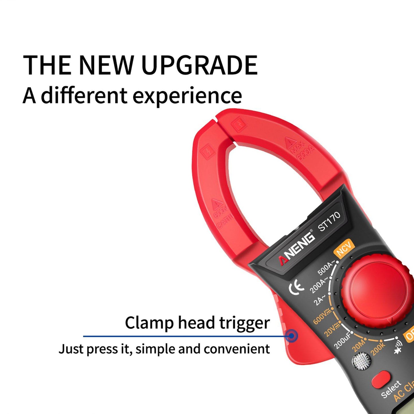 Handheld Clamp Meter Multimeter Digital Volt Current Tester LCD Screen Red