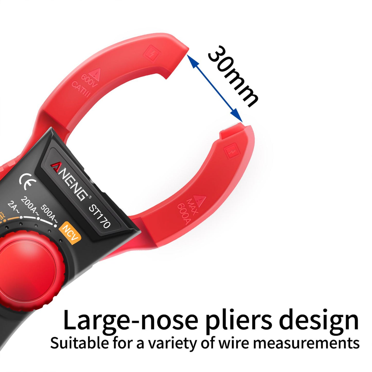Handheld Clamp Meter Multimeter Digital Volt Current Tester LCD Screen Red