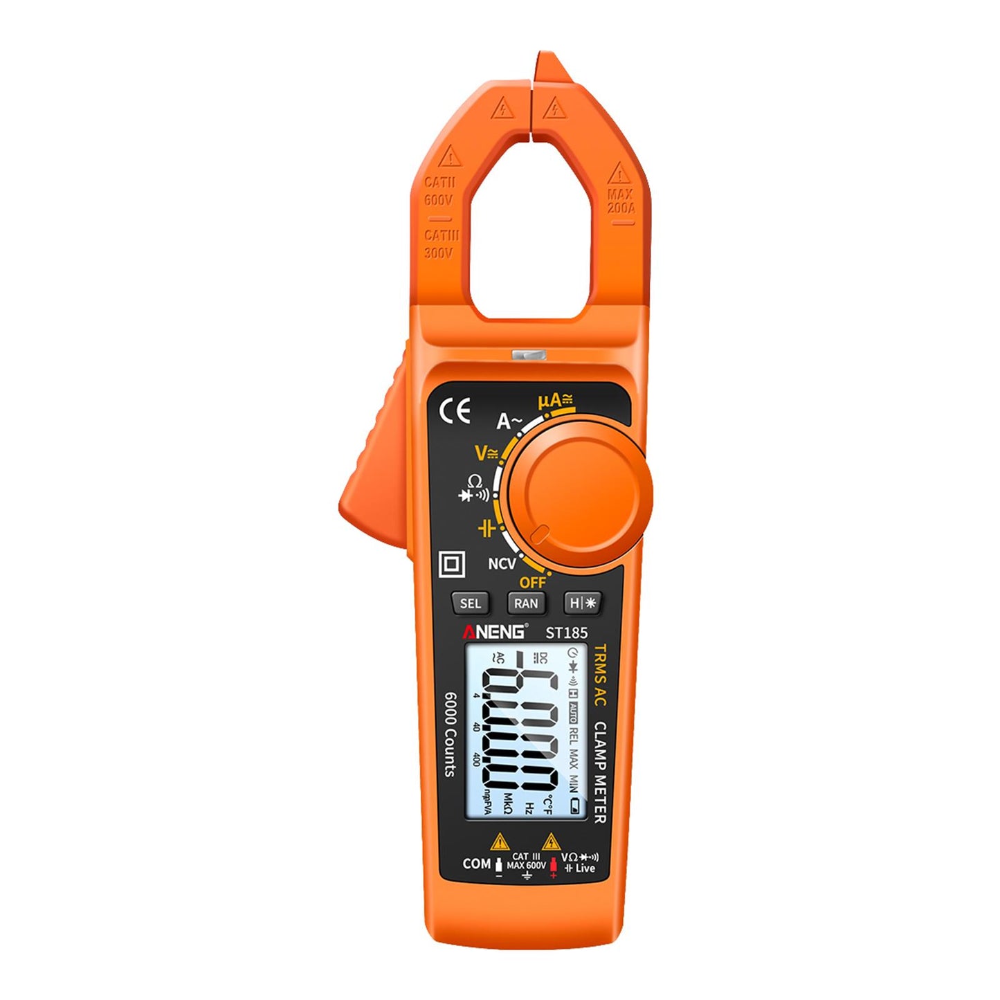 Clamp Meter Multimeter Digital Volt Current Tester LCD Screen Orange