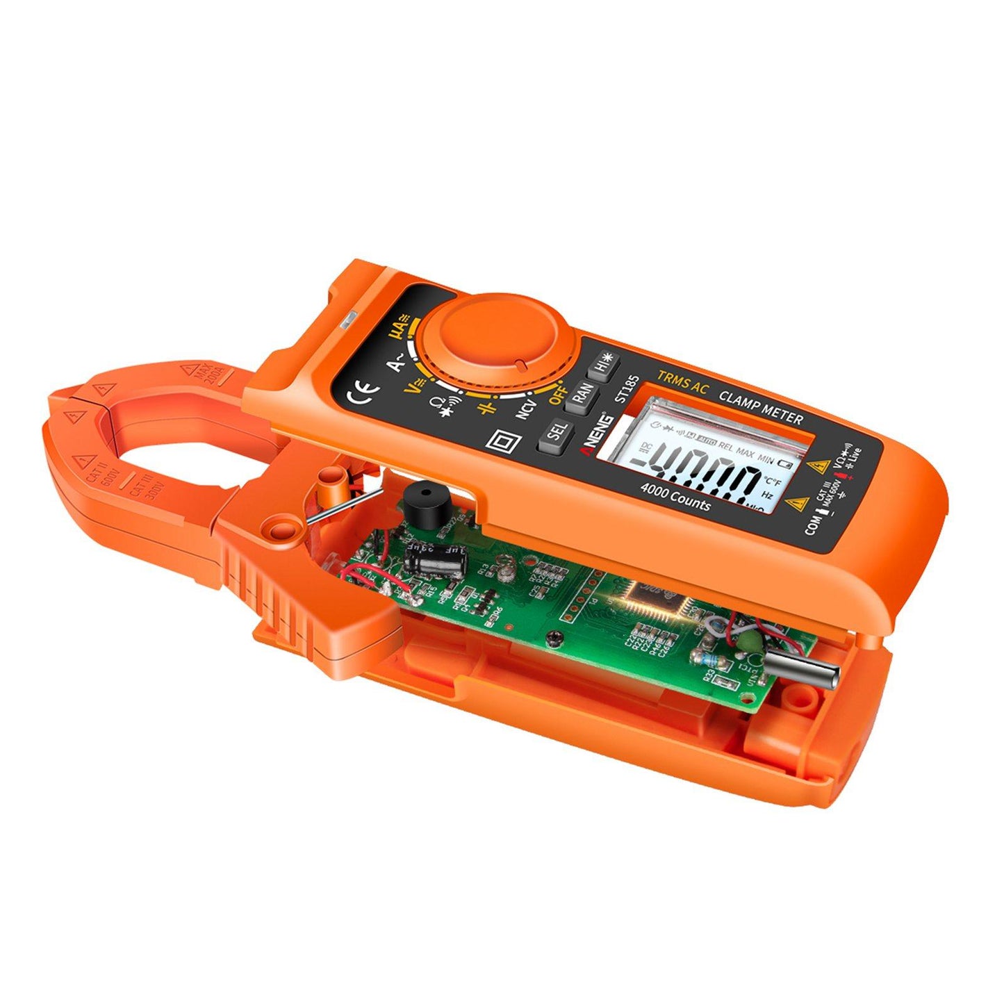 Clamp Meter Multimeter Digital Volt Current Tester LCD Screen Orange
