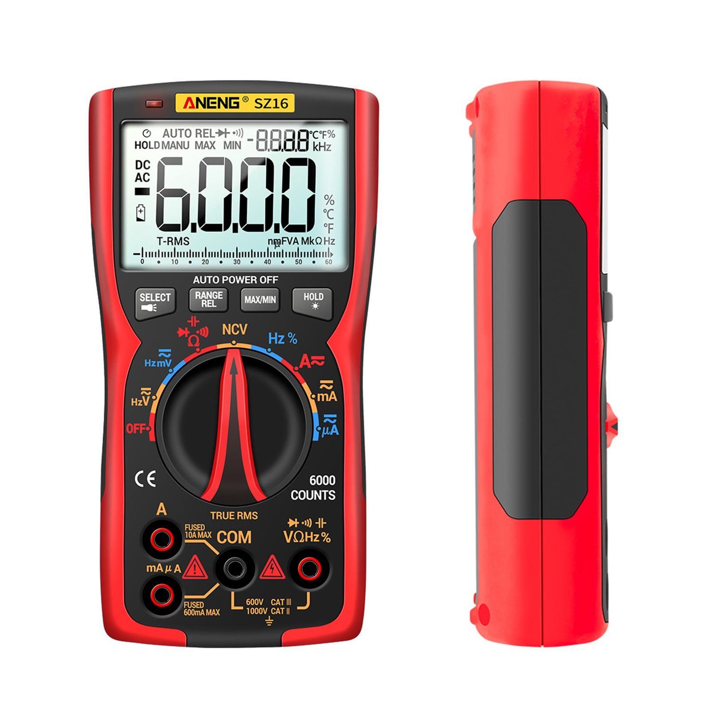 Digital Multimeter DC AC Voltmeter Resistance Detector Red SZ16