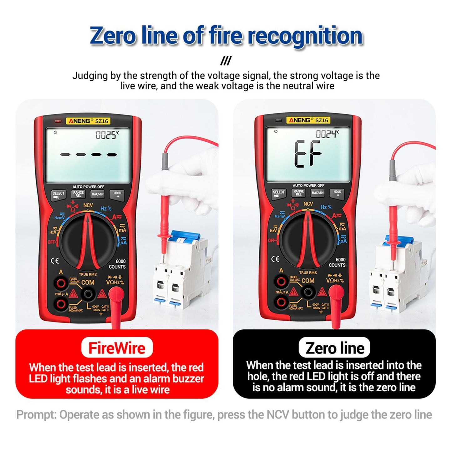 Digital Multimeter DC AC Voltmeter Resistance Detector Red SZ16