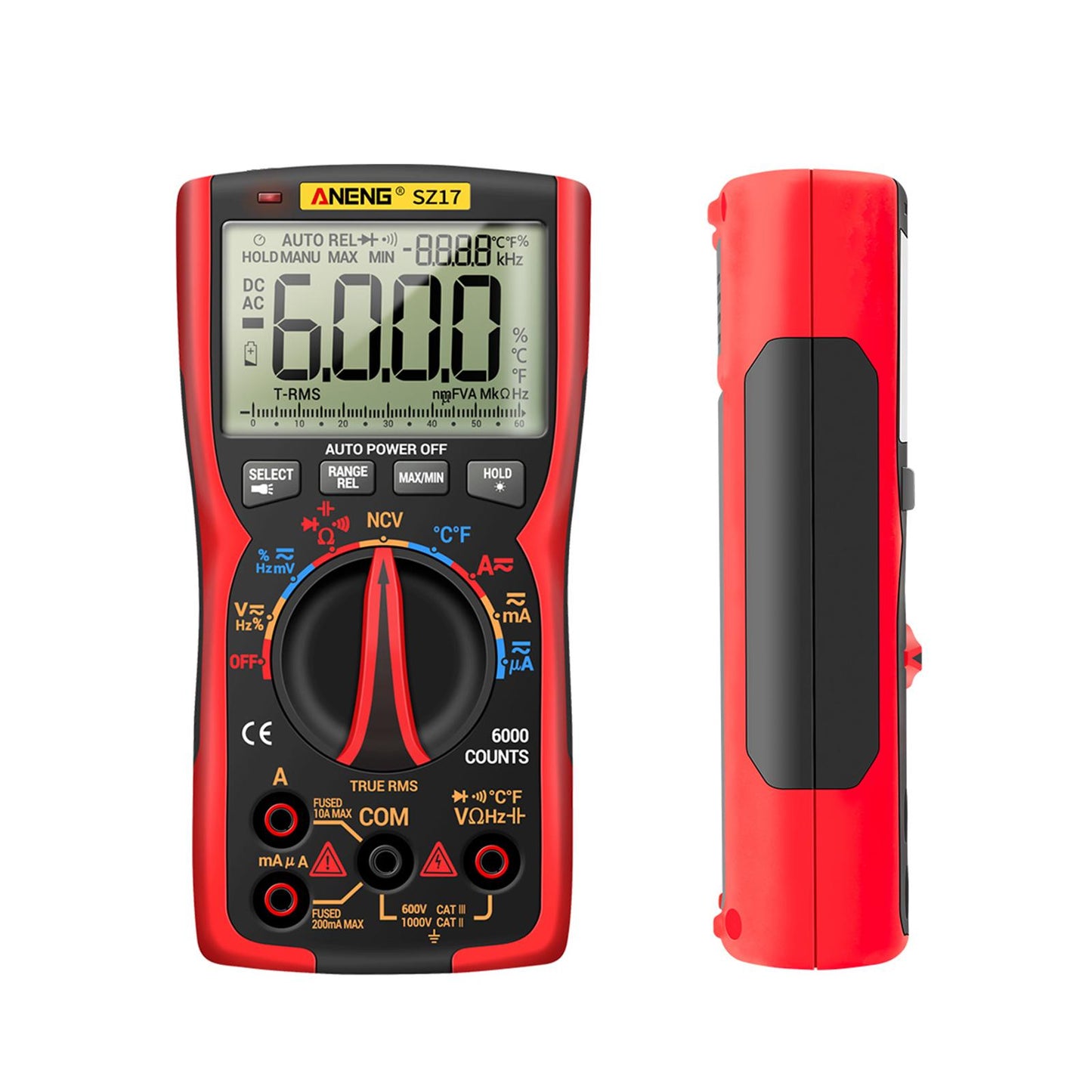 Digital Multimeter DC AC Voltmeter Resistance Detector Red SZ17