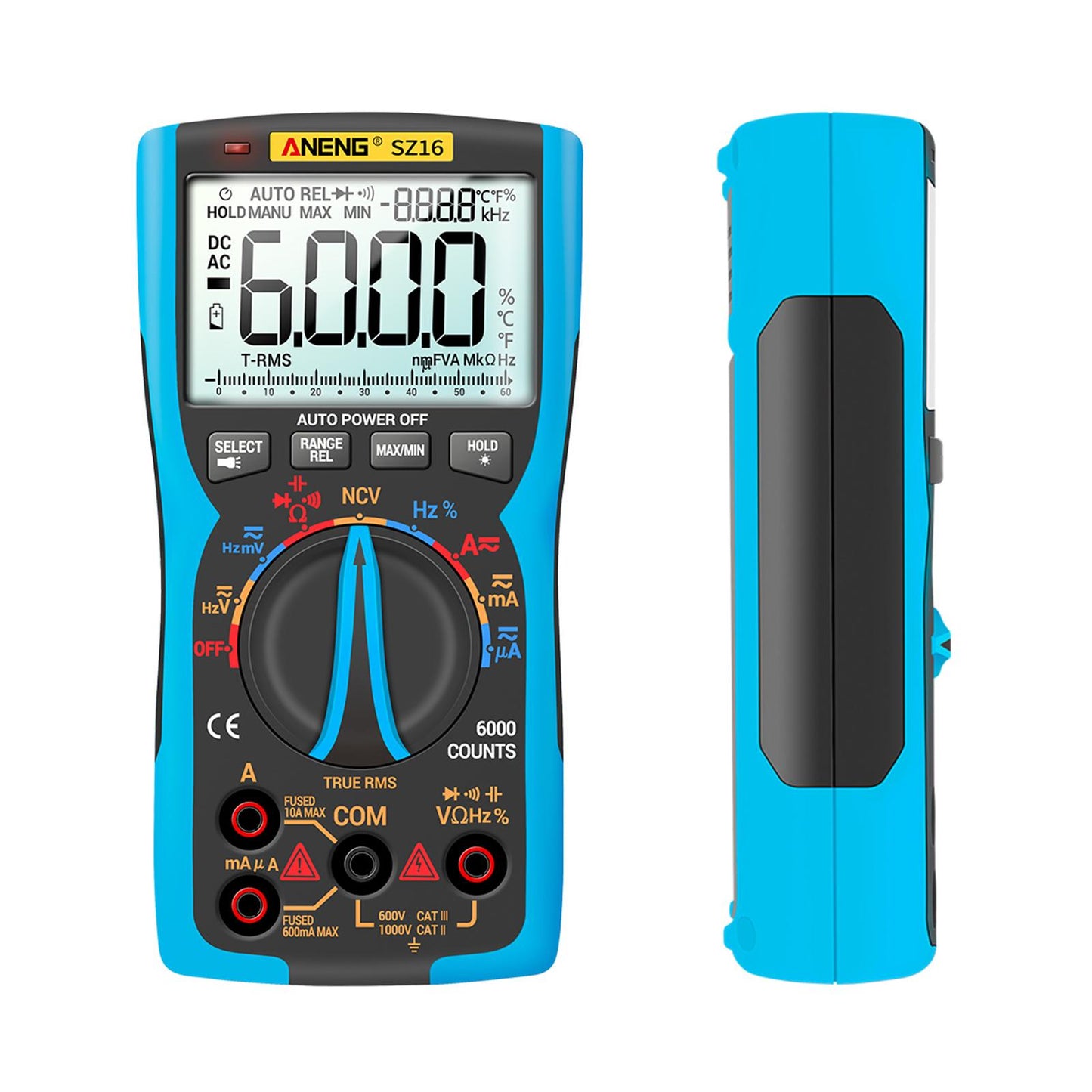Digital Multimeter DC AC Voltmeter Resistance Detector Blue SZ16