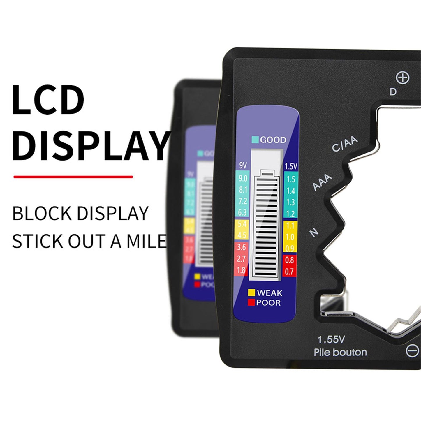Universal Battery Tester convenient for C D N AA AAA 9V 1.5V Button Cell Black
