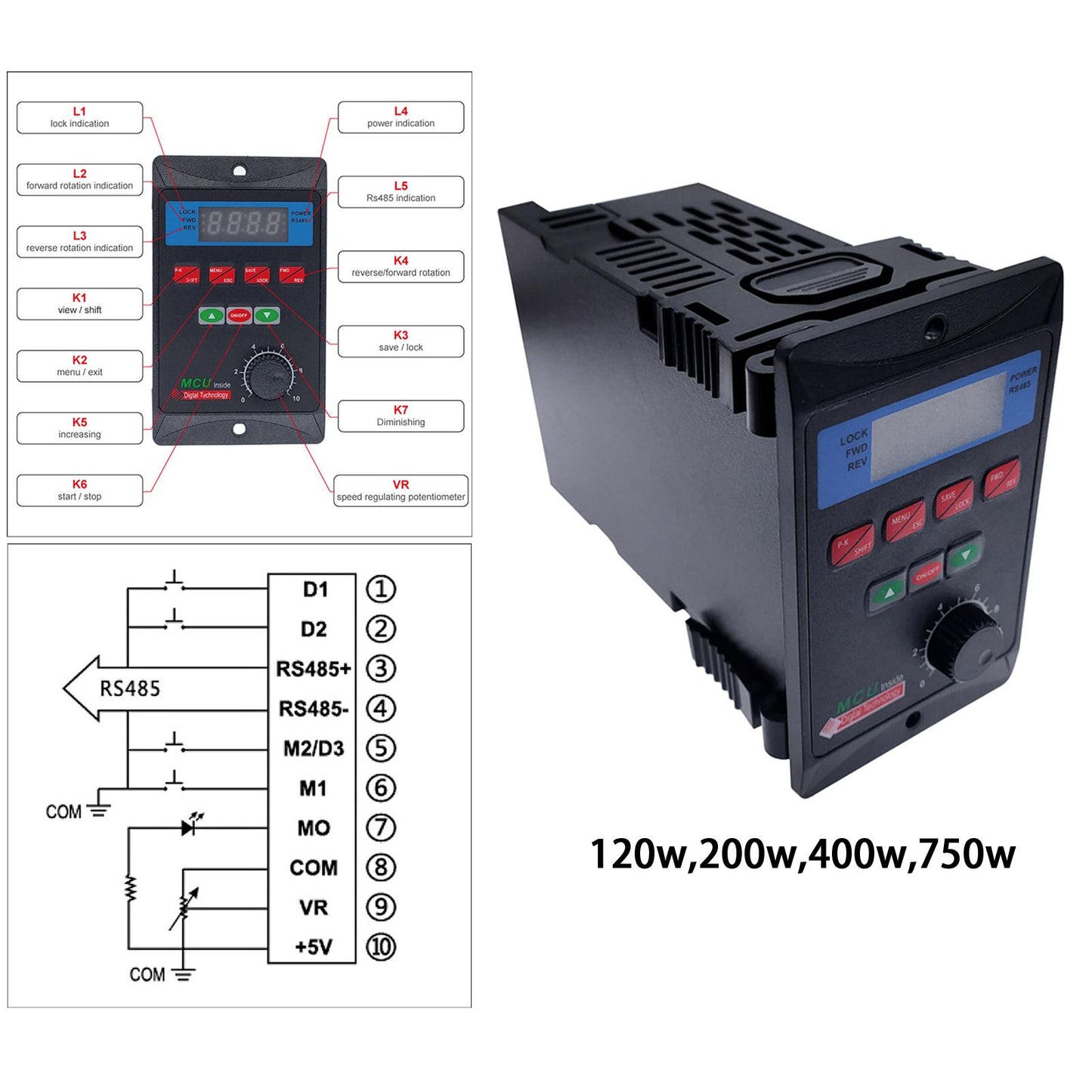 AC 220V Frequency Converter 120/200/400/750W Single Phase To 3-Phase Output 120w