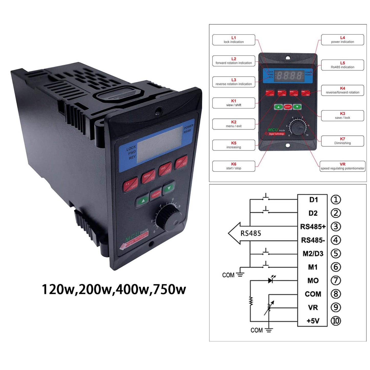 AC 220V Frequency Converter 120/200/400/750W Single Phase To 3-Phase Output 120w