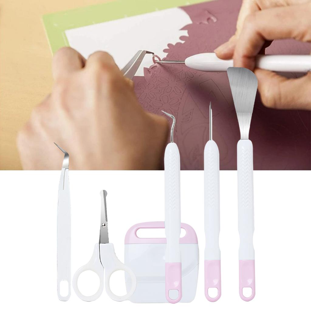 6Pcs Basic Vinyl Tool Kit Crafts Lettering Precision Weeding Kits Splicing Pink