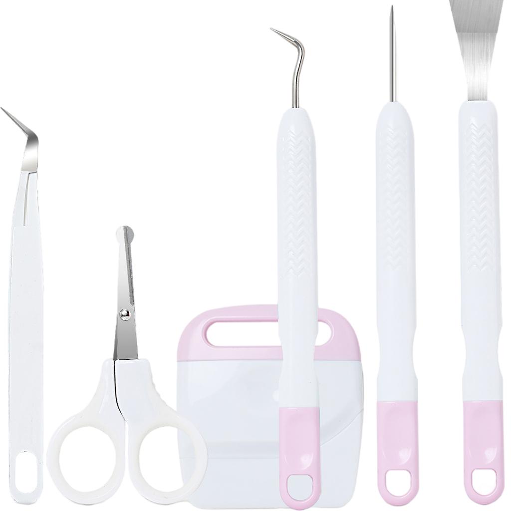 6Pcs Basic Vinyl Tool Kit Crafts Lettering Precision Weeding Kits Splicing Pink