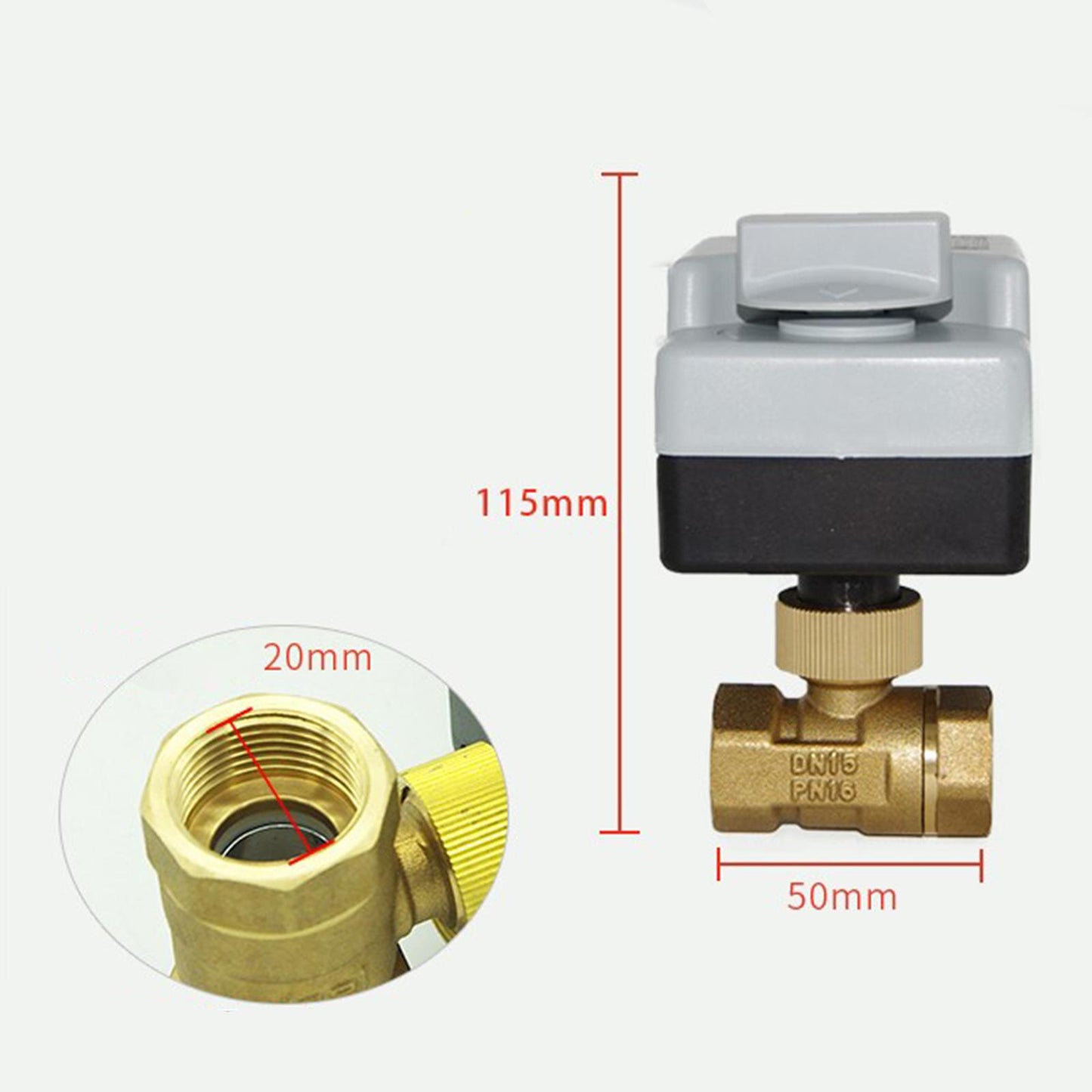 Two Way AC220V Brass Motorized Ball Valve,1 1/2" 3/4" Electric Valves DN15"