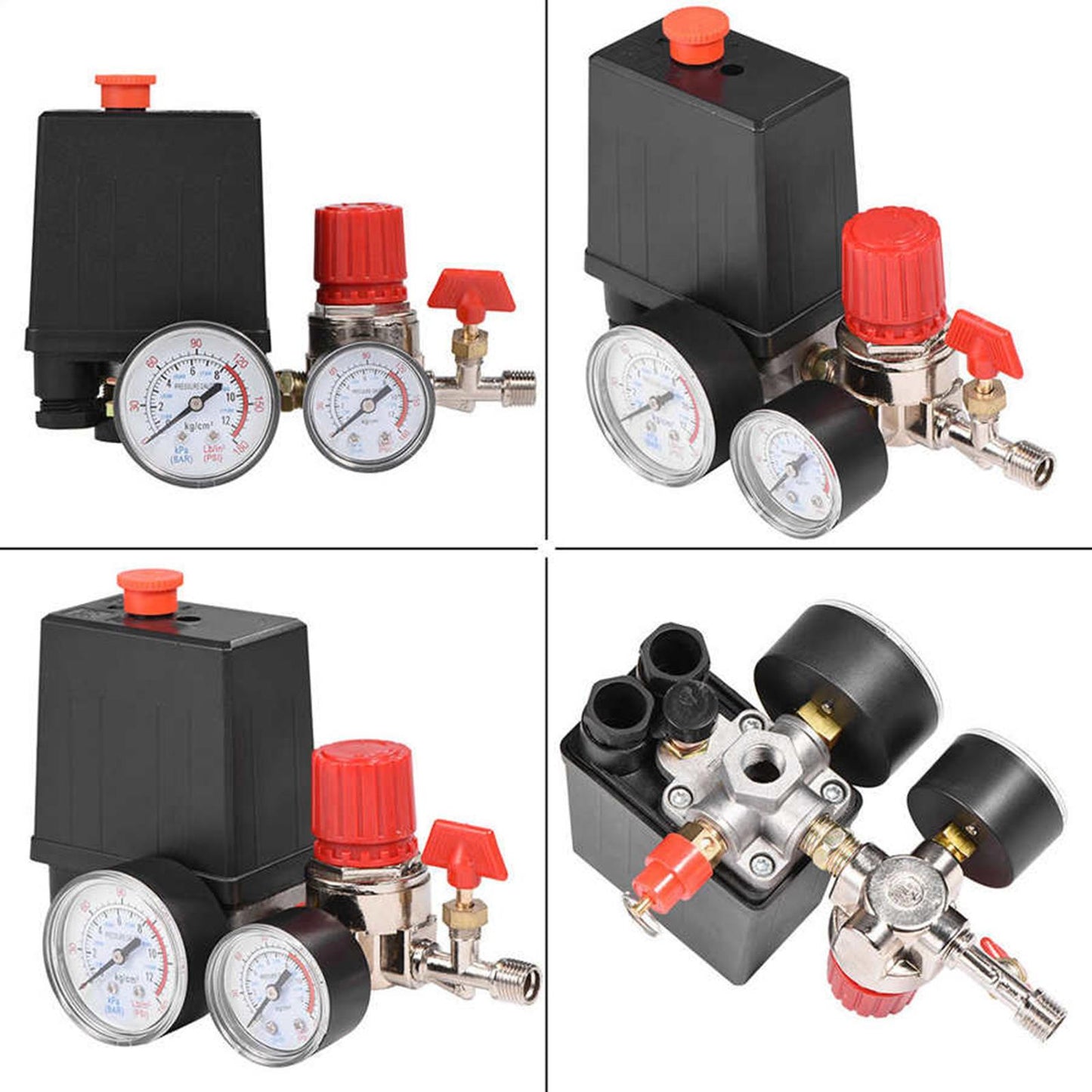Air Compressor Pressure Switch Control Valve Regulator Gauges Kit