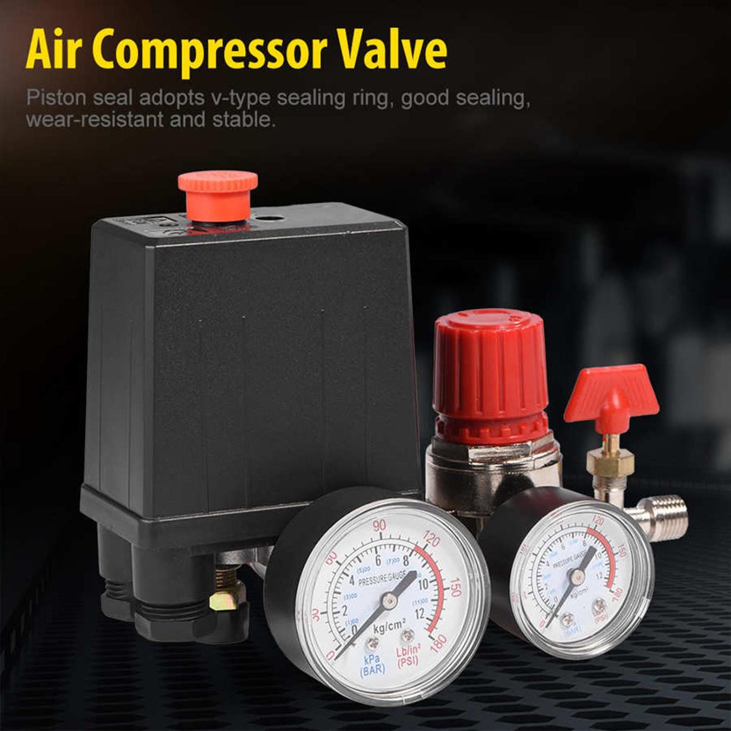Air Compressor Pressure Switch Control Valve Regulator Gauges Kit