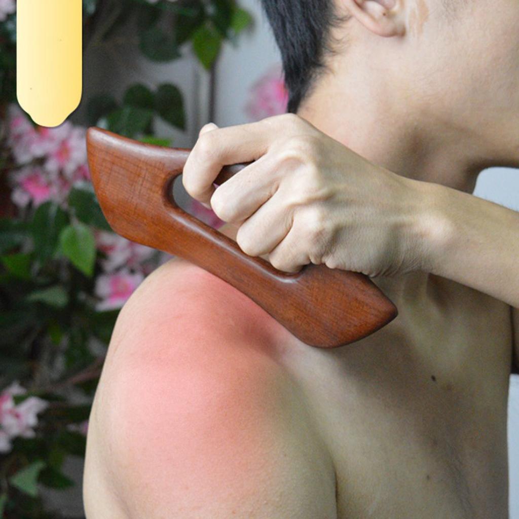 Carbonized Wooden Massage Scraping Tool Gua sha Stick for Neck Shoulder A