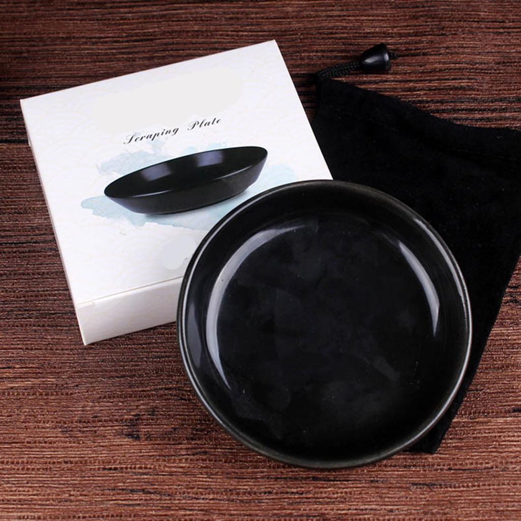 Ceramics Gua Sha Plate Leg Burn Scraping Dish Massage Tool Dia 9.8cm