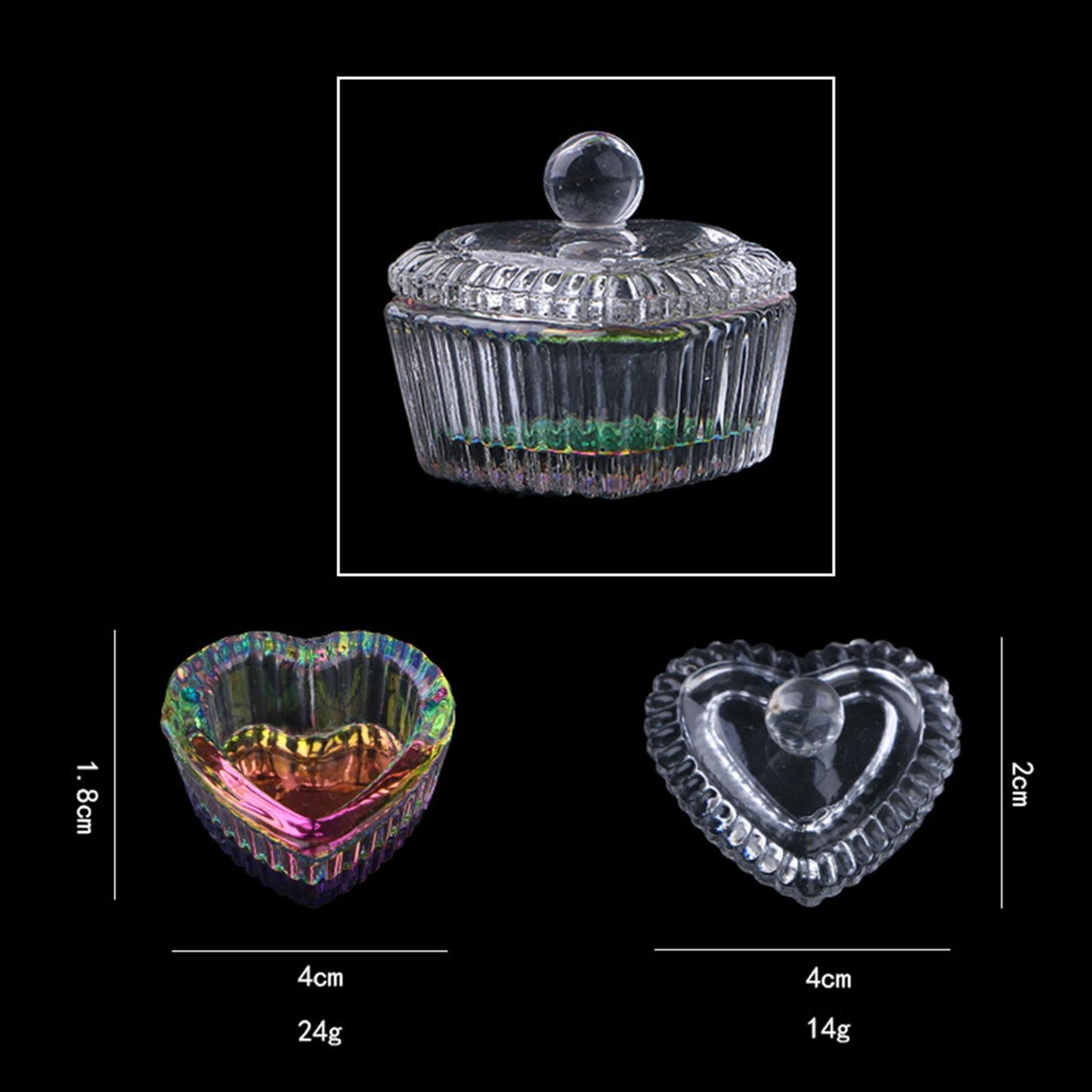Acrylic Liquid Powder Dappen Dish with Lid heart 1.3x1.6inch