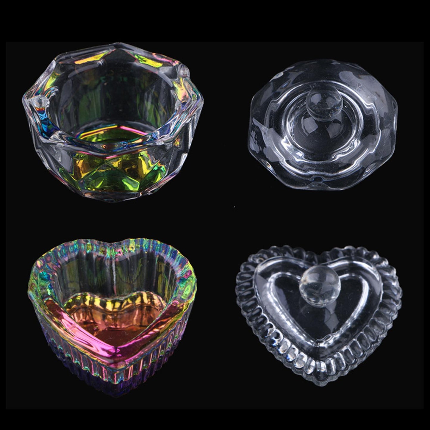 Acrylic Liquid Powder Dappen Dish with Lid octagonal 1.6x1.65in