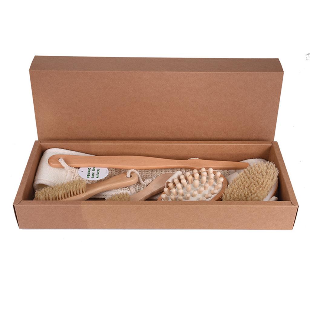 Dry Skin Exfoliating Bath Brush Set Bristle Back Exfoliator Brush Massager
