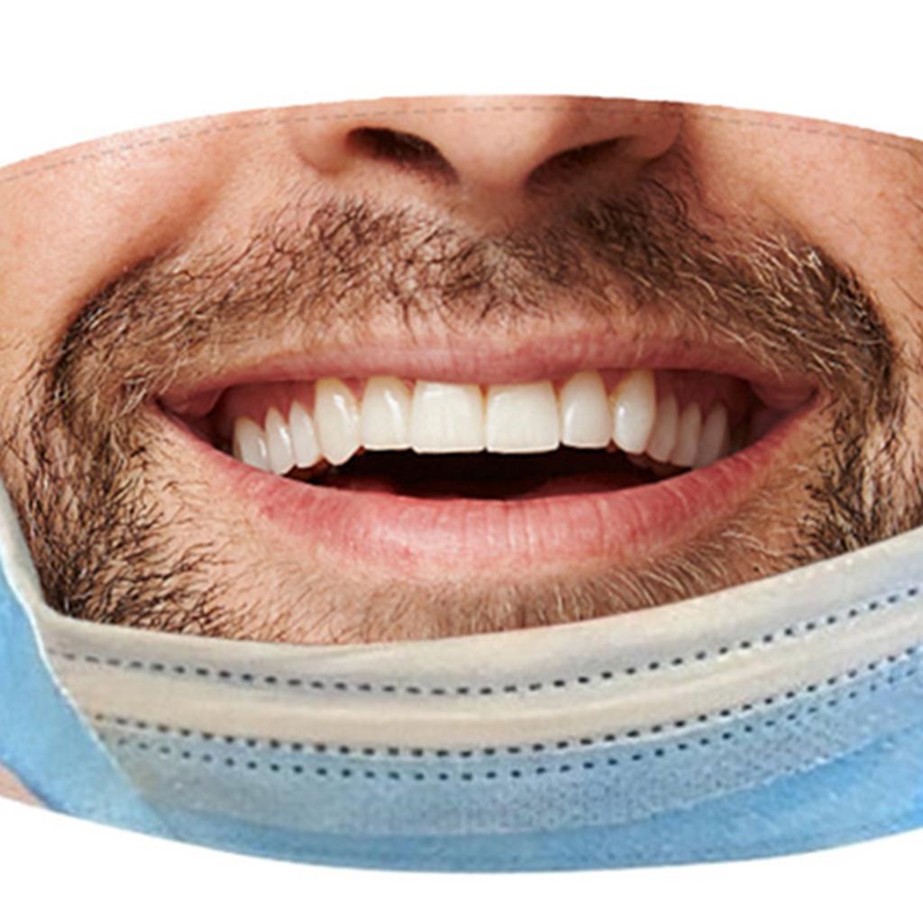 Creativity 3D Print Funny Bandit Prank Face Mask Masque Mouth Cover A