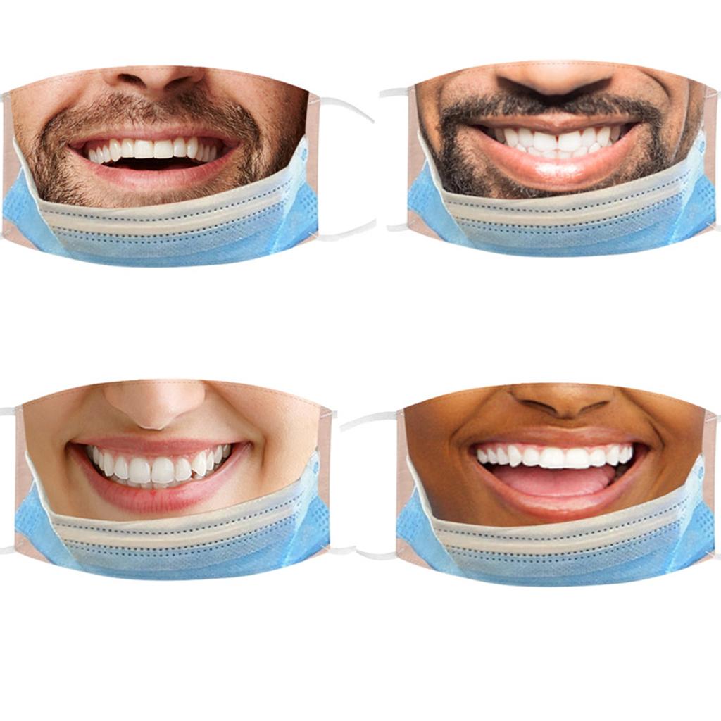 Creativity 3D Print Funny Bandit Prank Face Mask Masque Mouth Cover A