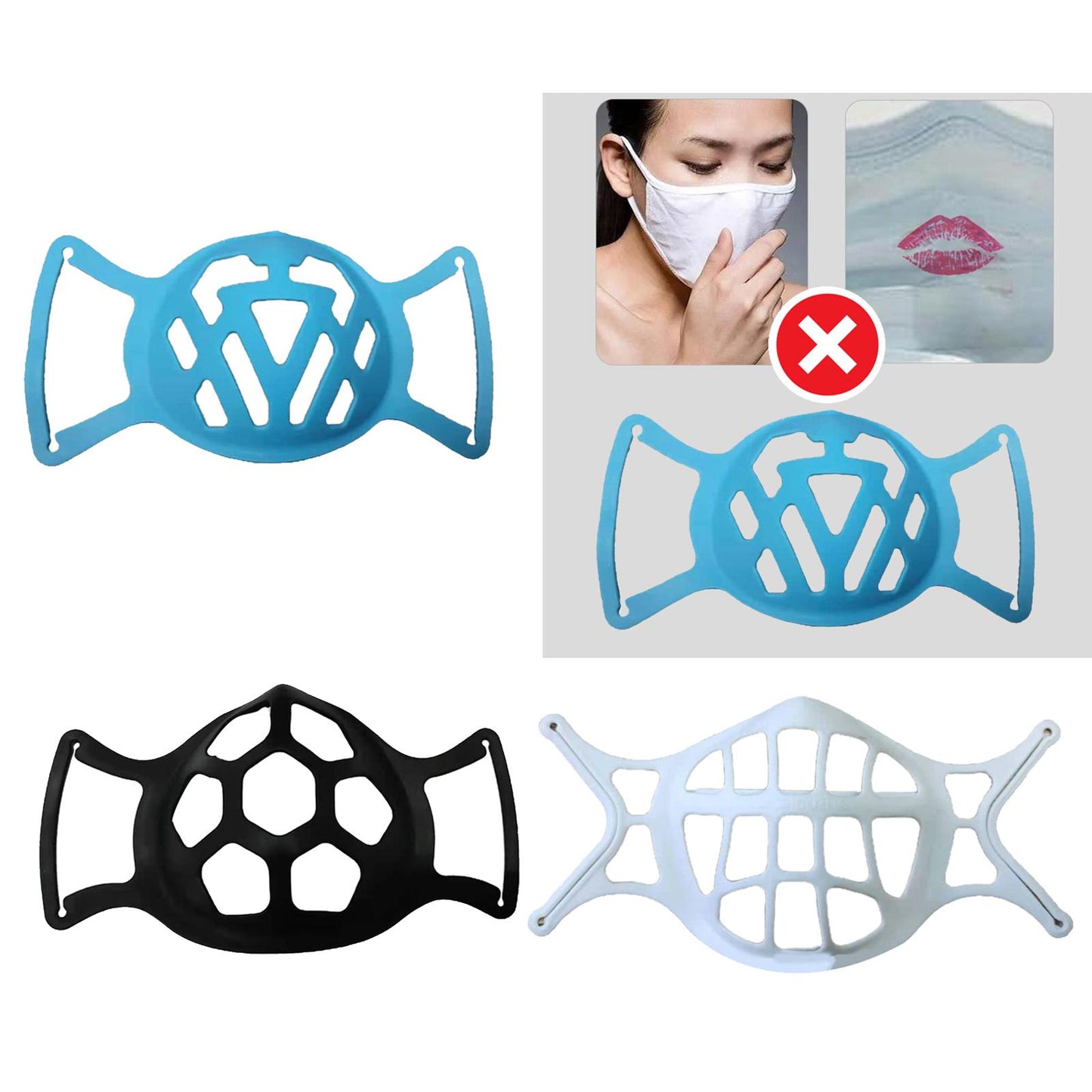 Adult Silicone Mouth 3D Bracket Support Frame Covers for Face Mask Black