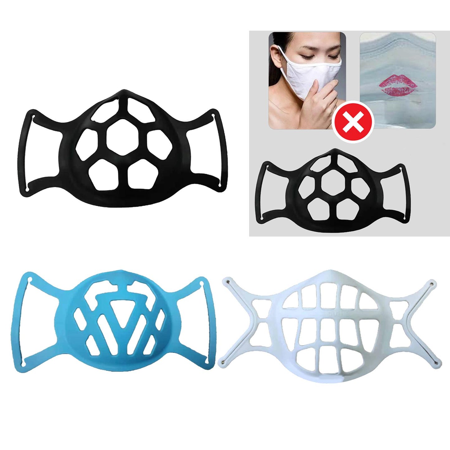 Adult Silicone Mouth 3D Bracket Support Frame Covers for Face Mask Black