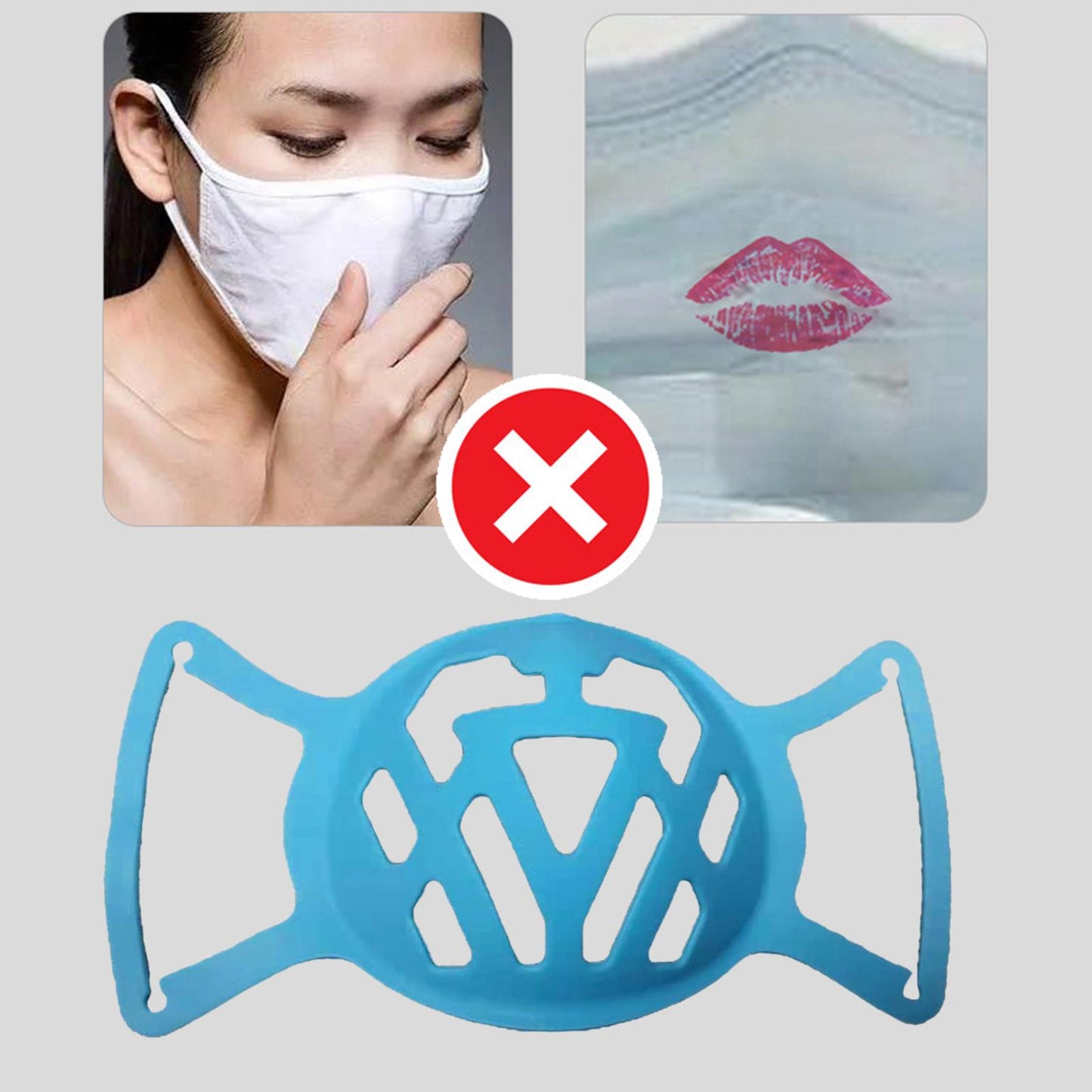 Adult Silicone Mouth 3D Bracket Support Frame Covers for Face Mask Blue