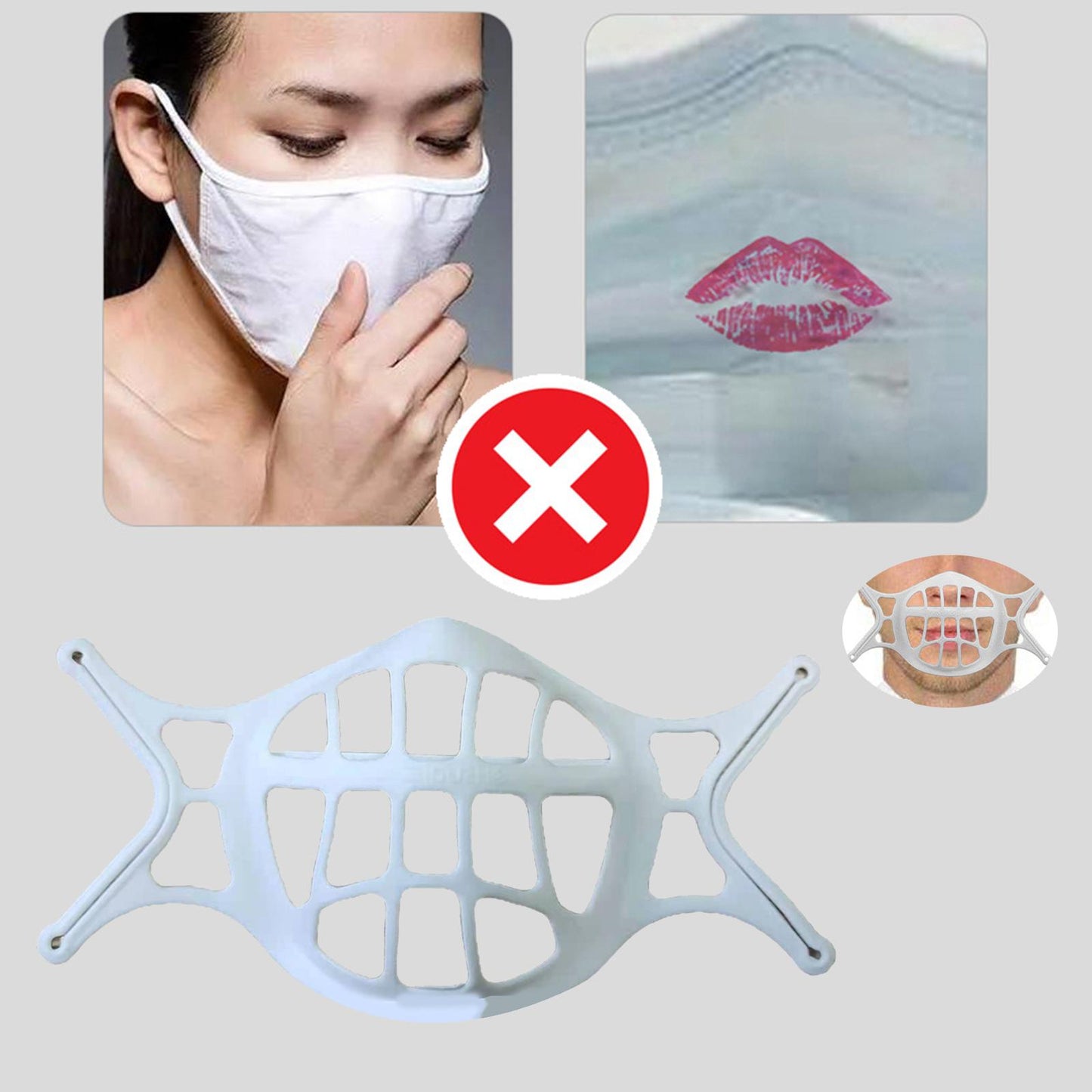 Adult Silicone Mouth 3D Bracket Support Frame Covers for Face Mask White