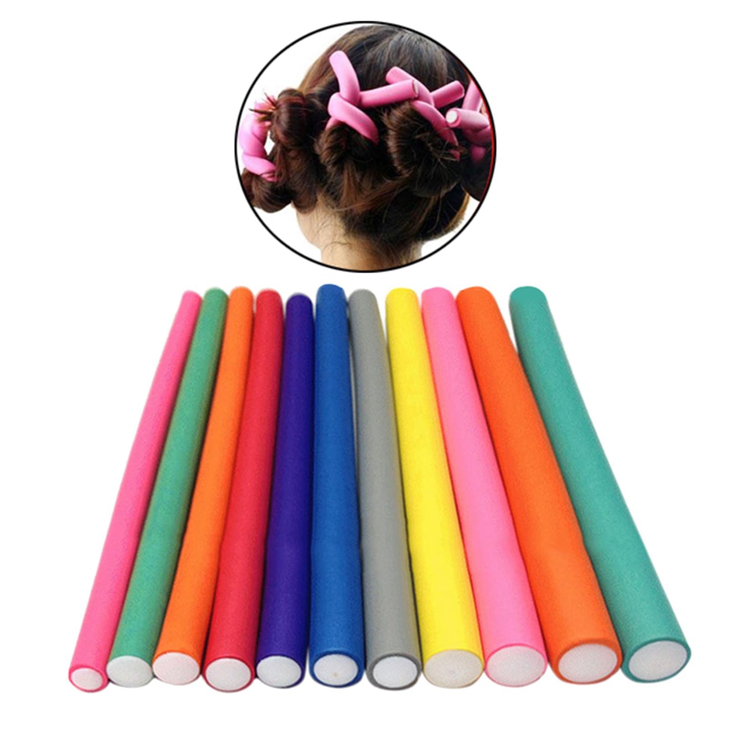 10x Hair Foam Curler Roller Set Flexible Rods Easy Use DIY 12mn