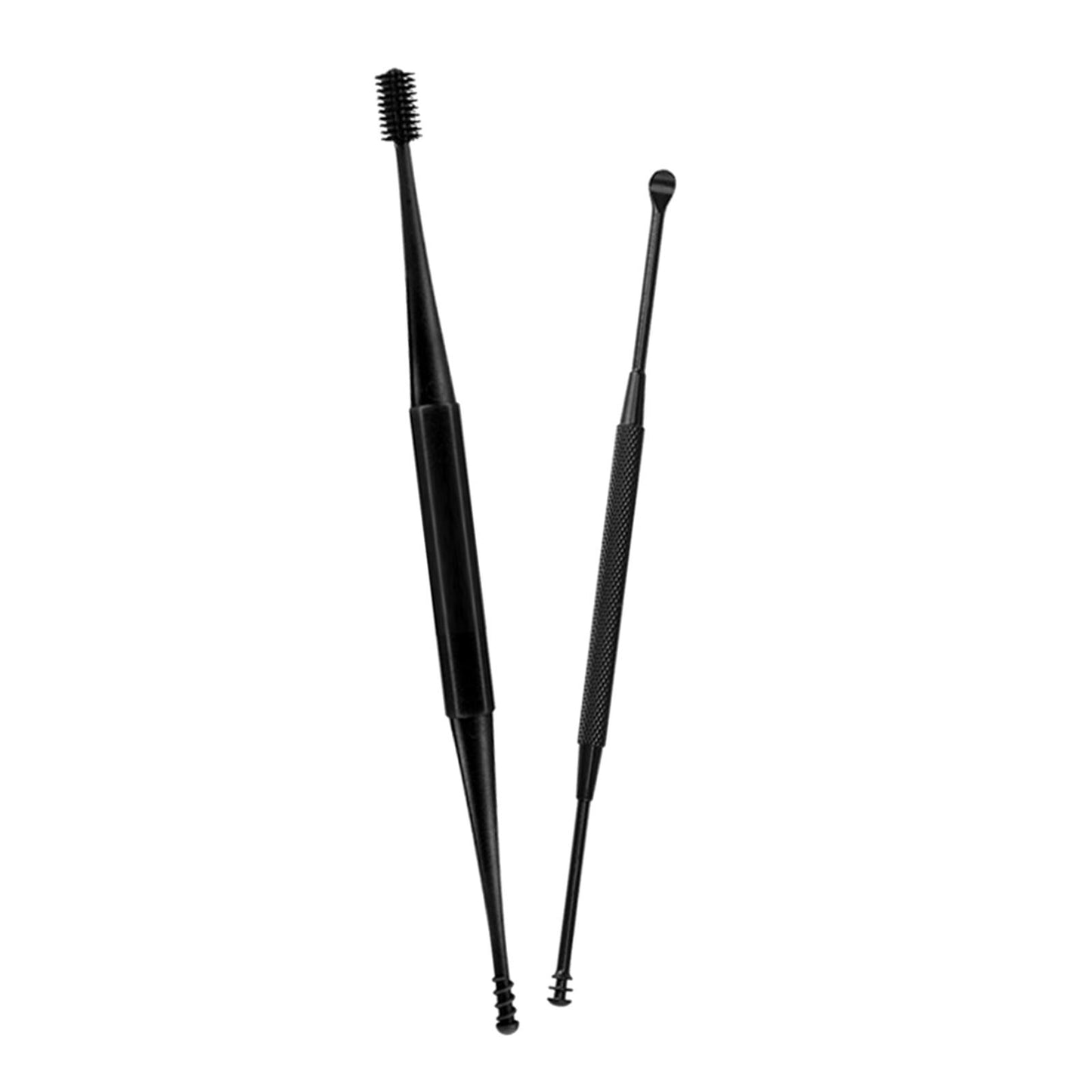 3 in1 Soft Silicone Ear Pick Set Double-End Spiral Remover Black B