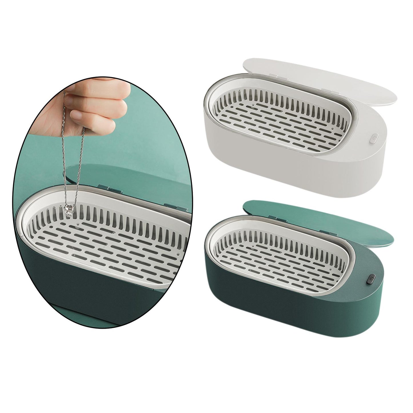 Ultrasonic Jewelry Cleaner Cleaning Machine Basket 400ML for Coins White