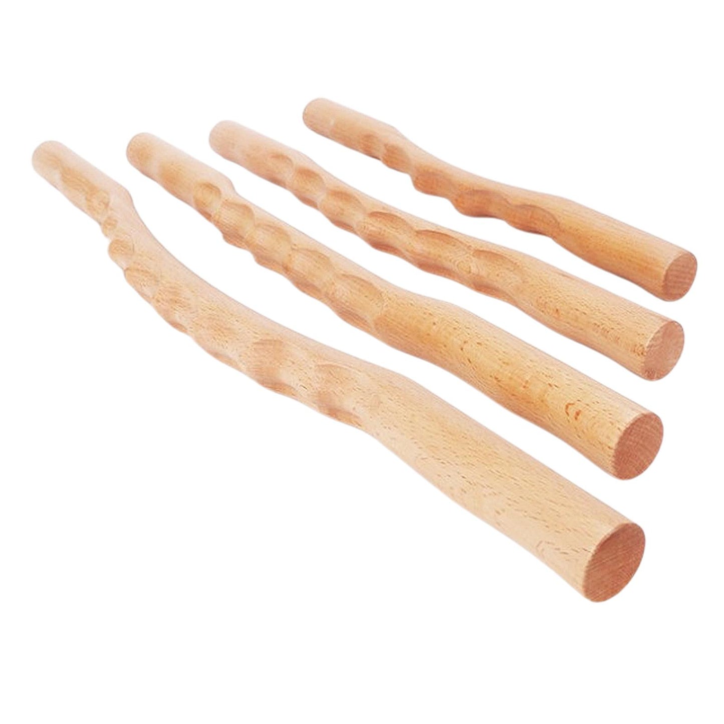 4Pc Wood Guasha Scraping Stick Massage Tools Massager For Back Shoulder Neck