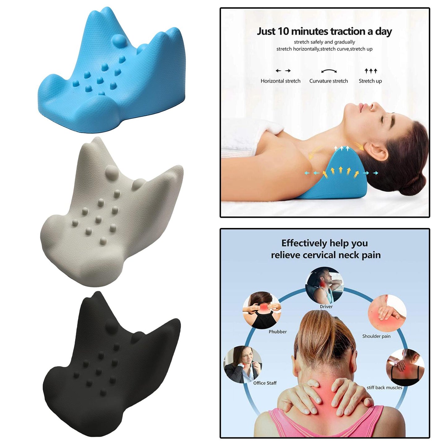 Neck Shoulder Relaxer Neck Curve Corrector for Muscle Relax White