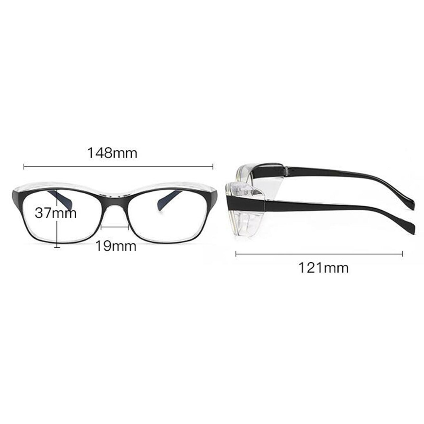 Safety Glasses with Clear Anti Fog Wrap Around Lenses UV Resistant Red