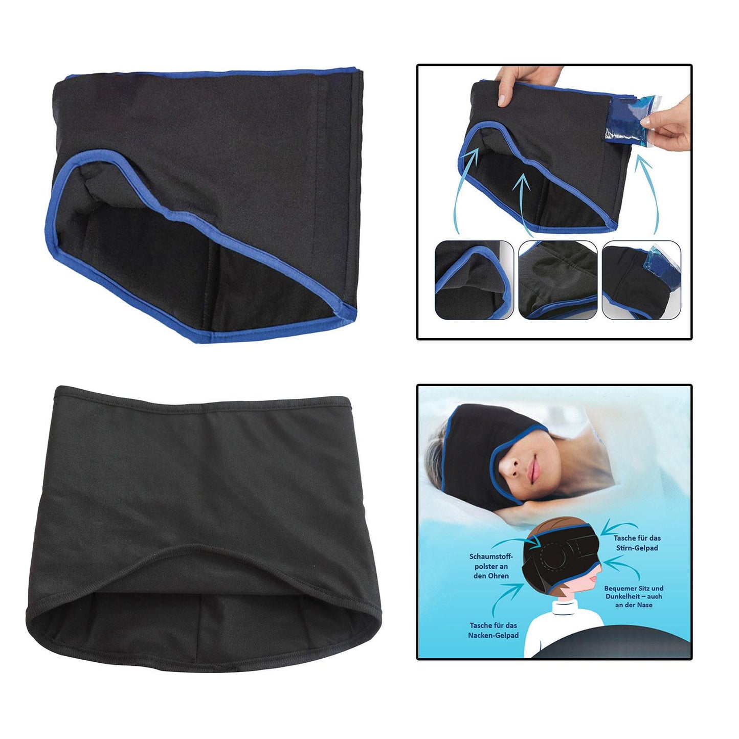 Cotton Sleep Eye Mask With Travel Pouch Comfortable Blindfold Black