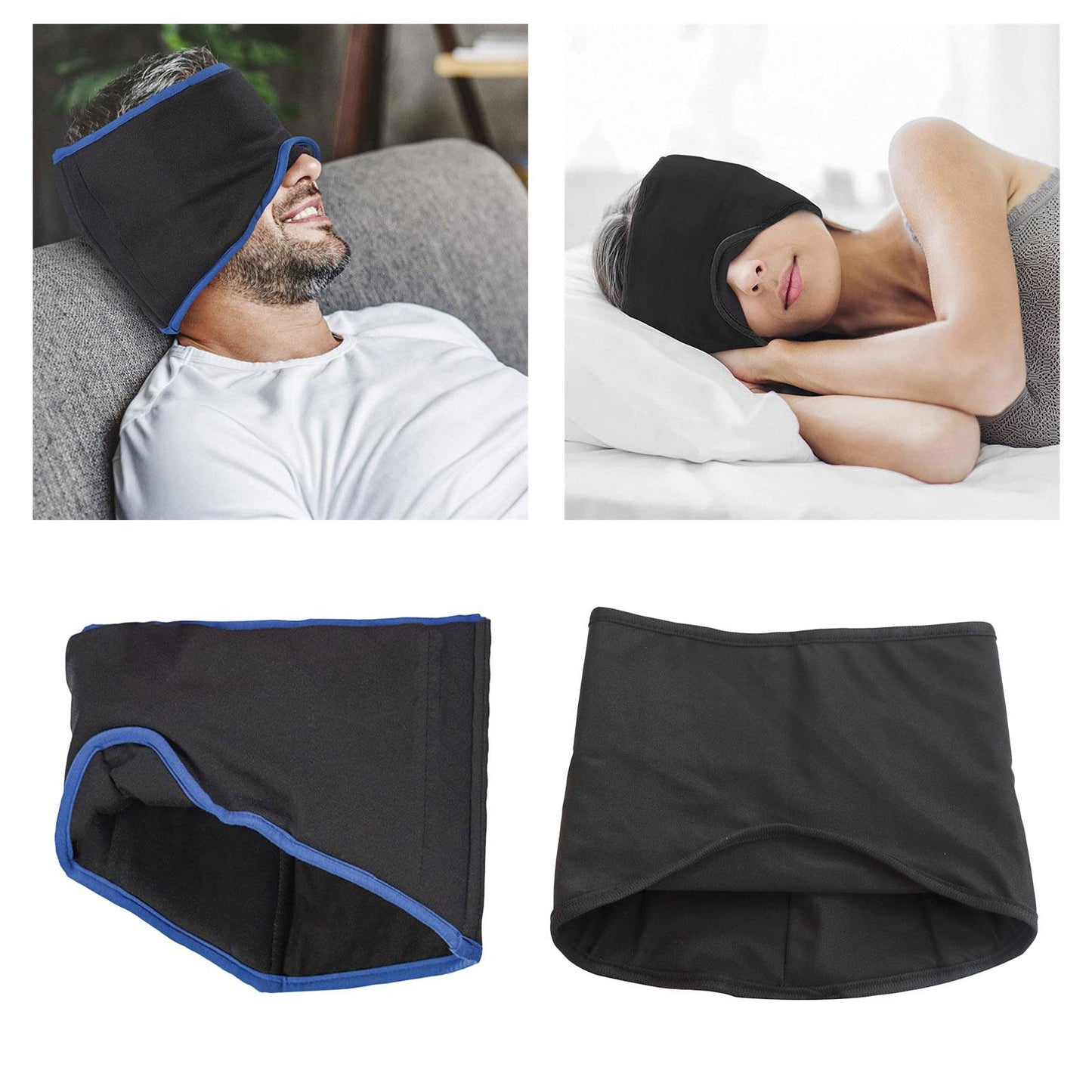 Cotton Sleep Eye Mask With Travel Pouch Comfortable Blindfold Black