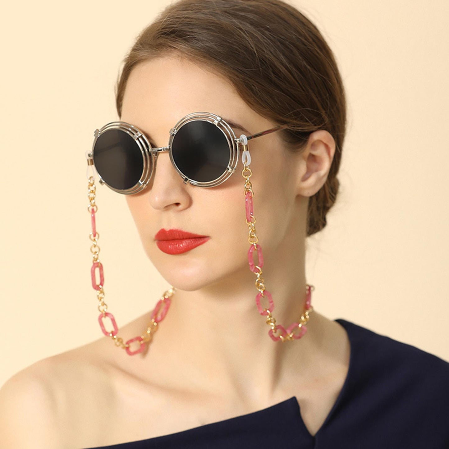 Sunglasses Eyeglass Chain Cord Mask Lanyard Eyewear Retainer 65cm Rose Red
