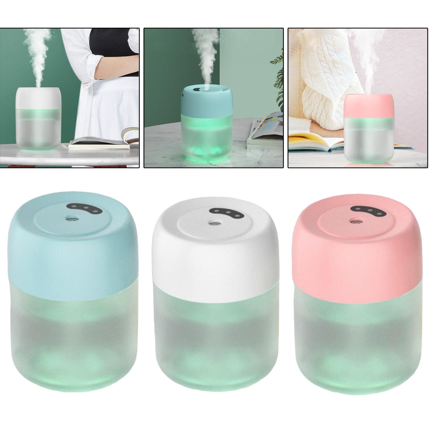 220ml Mini Humidifier Quiet for Bedroom Office Rooms w/ Night Light White