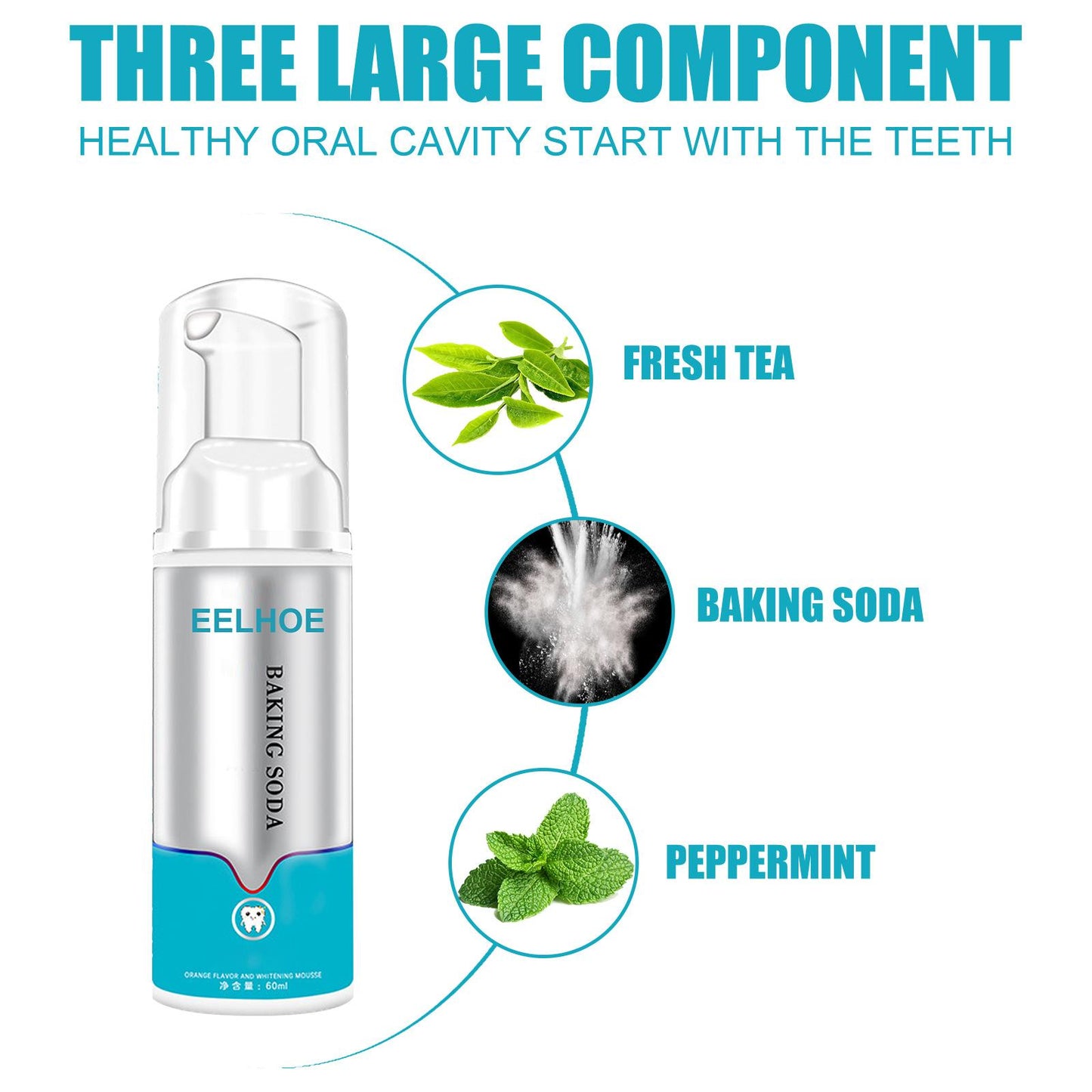 Toothpaste Teeth Whitening Mousse Foam 60ml Freshen Breath for Oral Cleaning