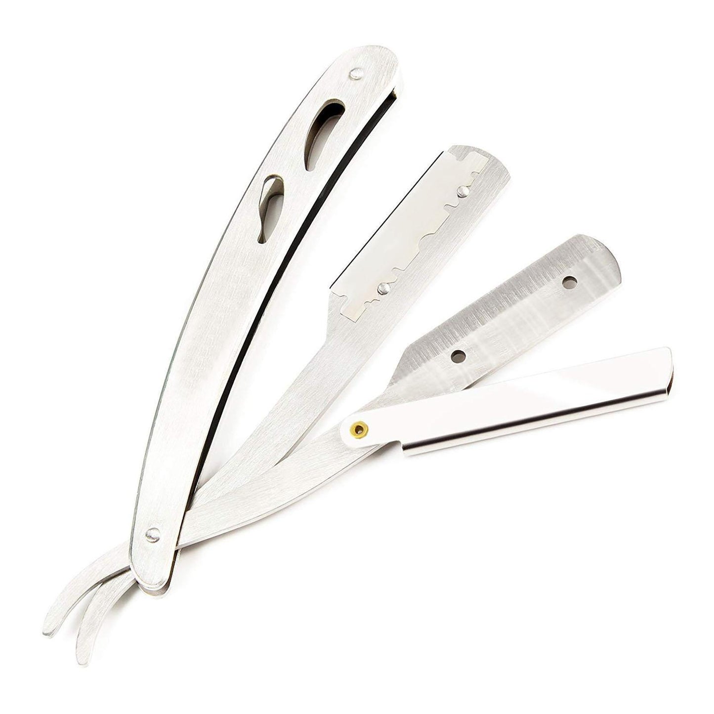 Stainless Steel Barber Straight Edge Razor with 100Piece Blades Silver
