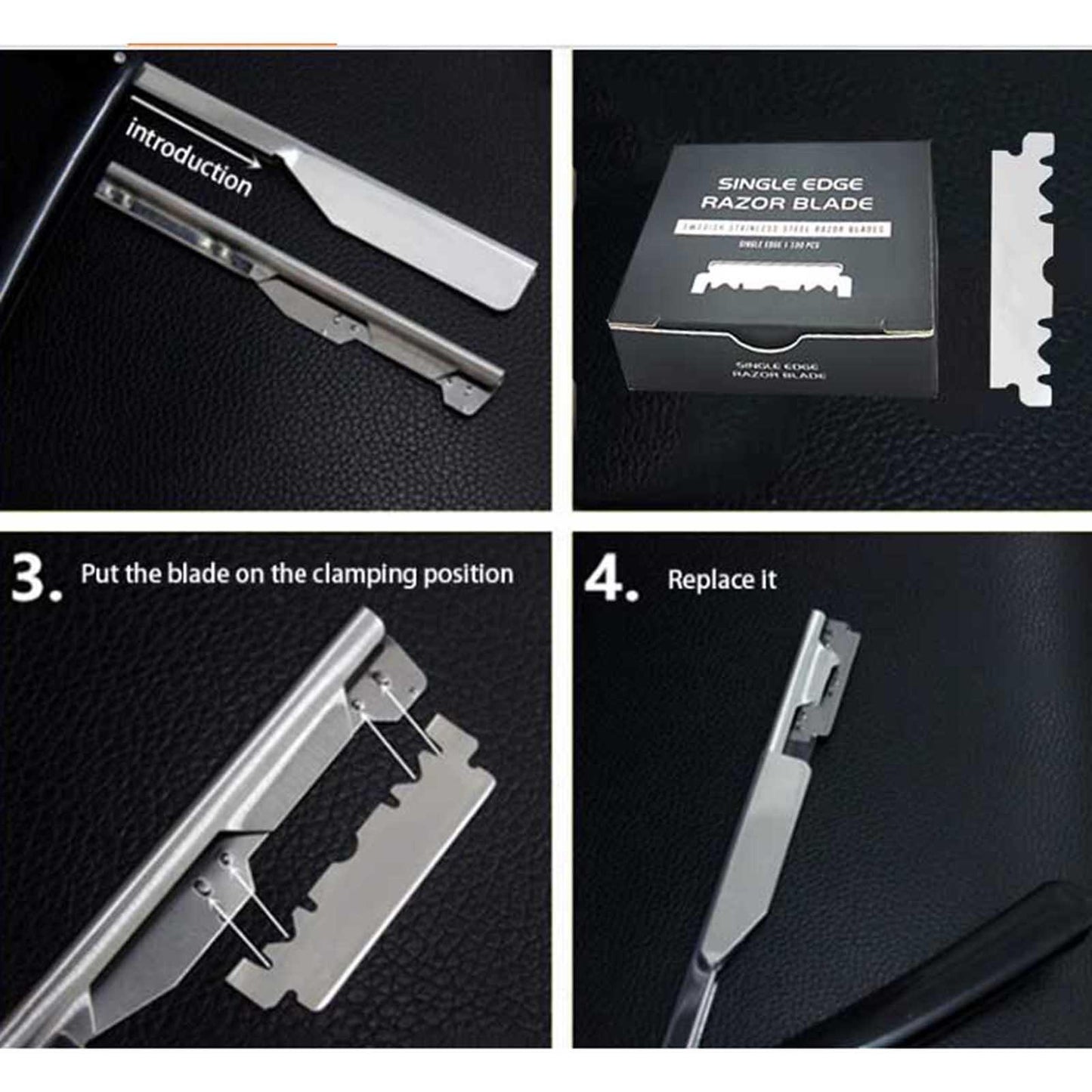 Stainless Steel Barber Straight Edge Razor with 100Piece Blades Silver