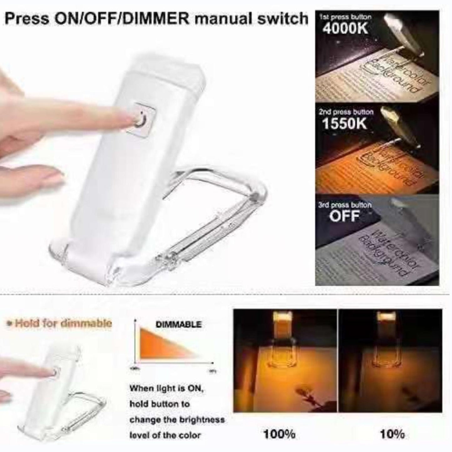 LED Light USB Lights 2 Brightness Levels Flexible Lamp Reading in Bed