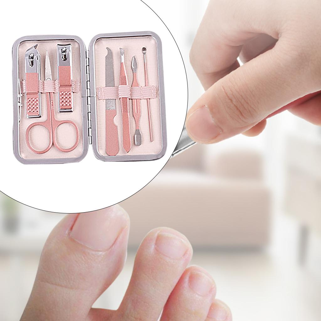 Nail Clipper Set Stainless Steel Pedicure Cuticle for Women and Men Portable 7 Pieces Set