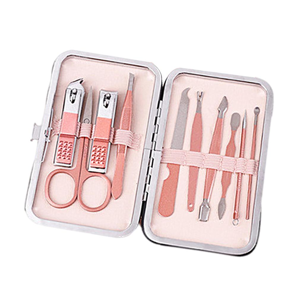 Nail Clipper Set Stainless Steel Pedicure Cuticle for Women and Men Portable 10 Pieces Set