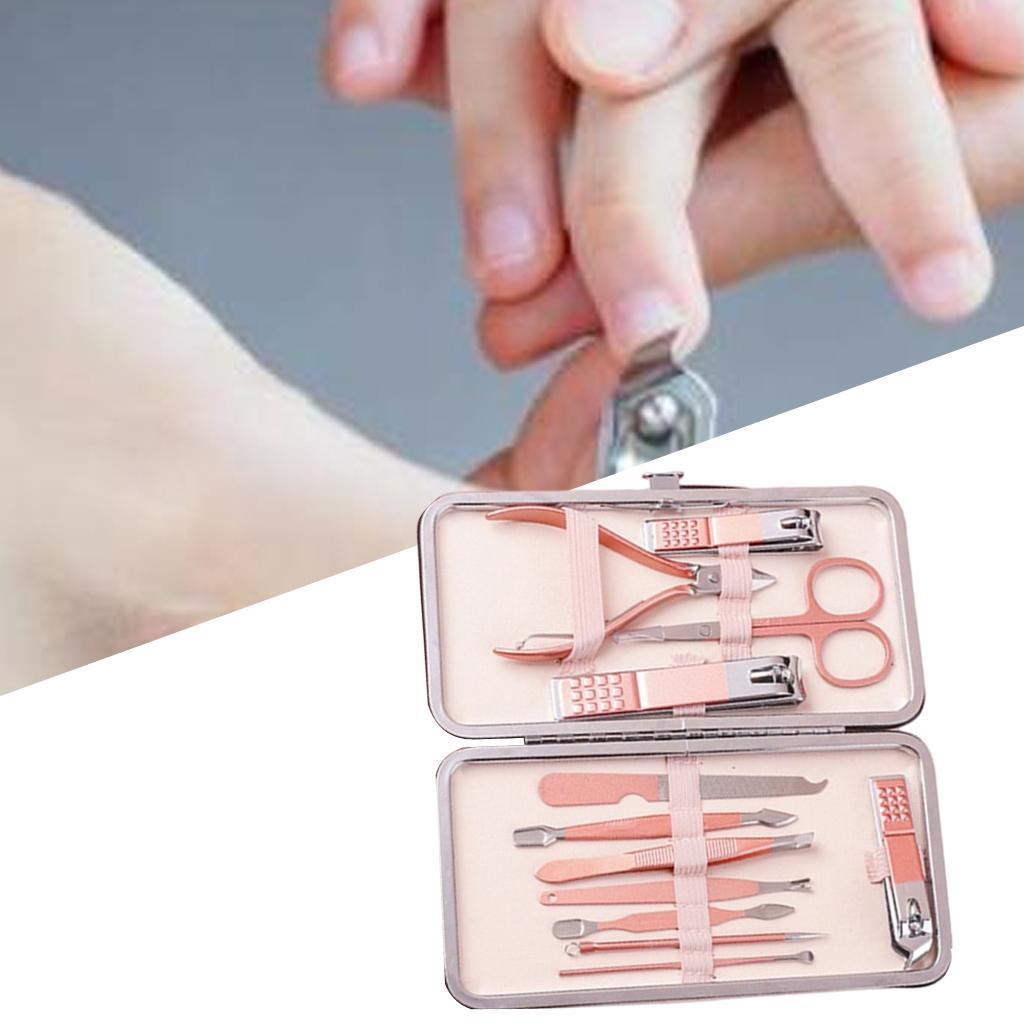 Nail Clipper Set Stainless Steel Pedicure Cuticle for Women and Men Portable 12 Pieces Set