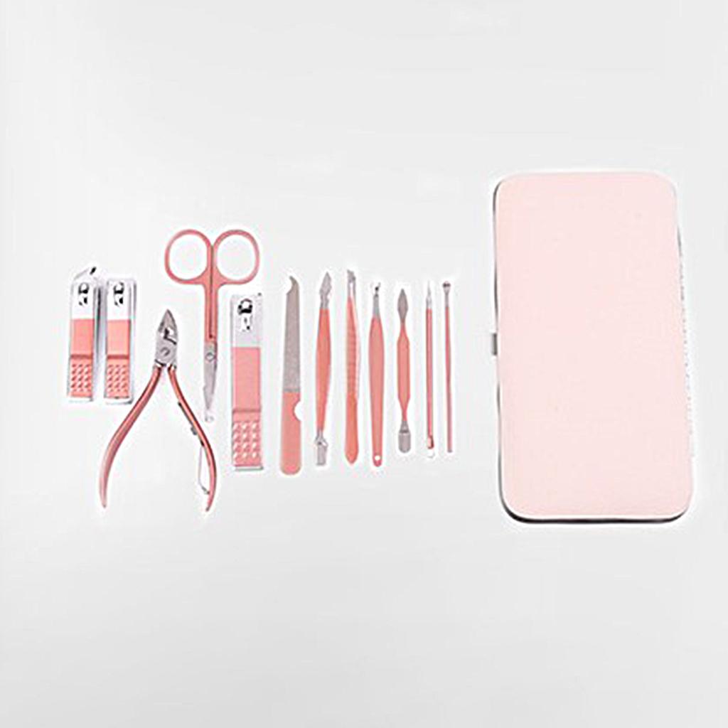 Nail Clipper Set Stainless Steel Pedicure Cuticle for Women and Men Portable 12 Pieces Set