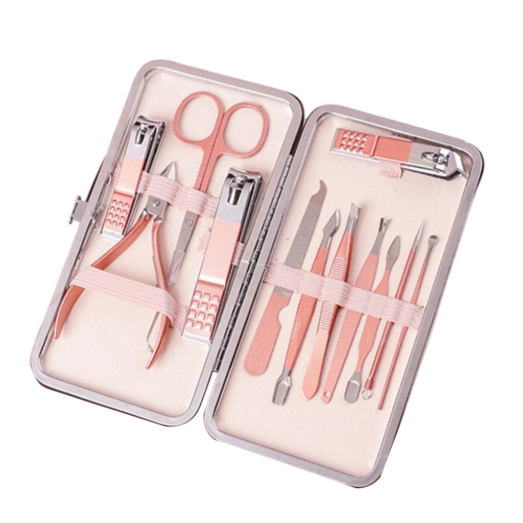 Nail Clipper Set Stainless Steel Pedicure Cuticle for Women and Men Portable 12 Pieces Set