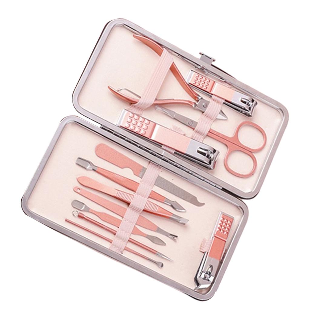 Nail Clipper Set Stainless Steel Pedicure Cuticle for Women and Men Portable 12 Pieces Set