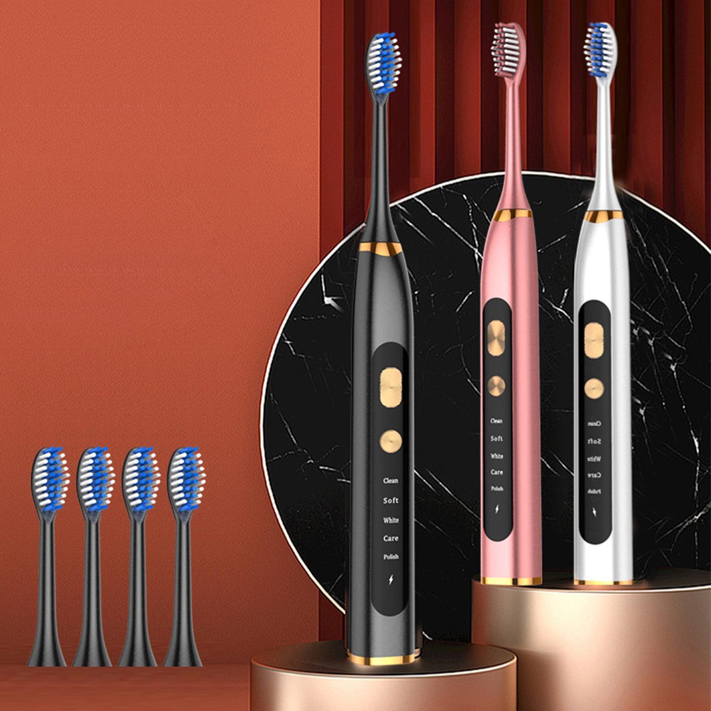 Electric Toothbrush 5 Modes 15 Day Using Time for Kids Rechargeable Pink